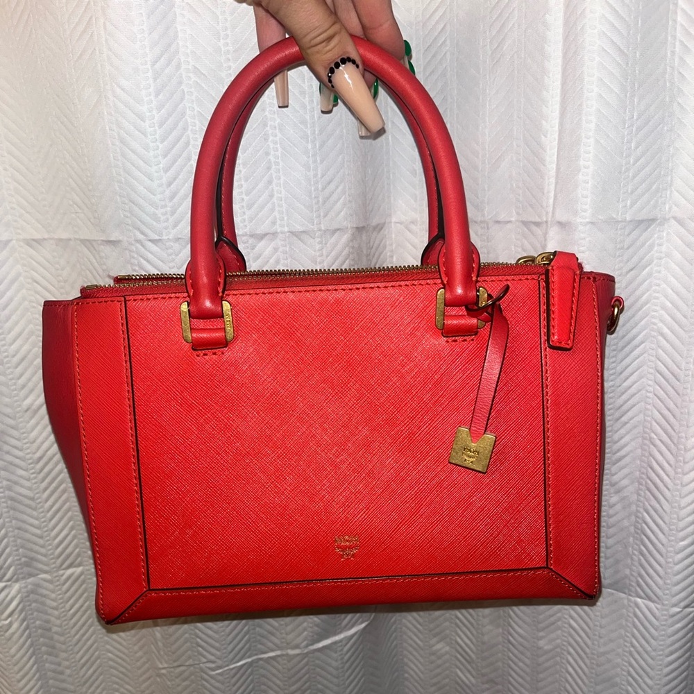 Authentic MCM Mini Saffiano Satchel
